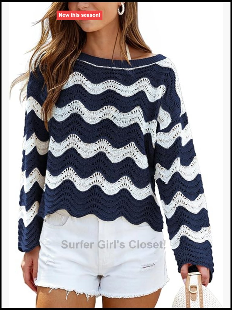 Crochet Long Sleeve Cover Up Beach Top Swimwear